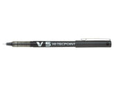Pilot V5 Hi-Tecpoint Liquid Ink Rollerball Pen 0.5mm Tip 0.3mm Line Black (Pack 20) - 3131910516507
